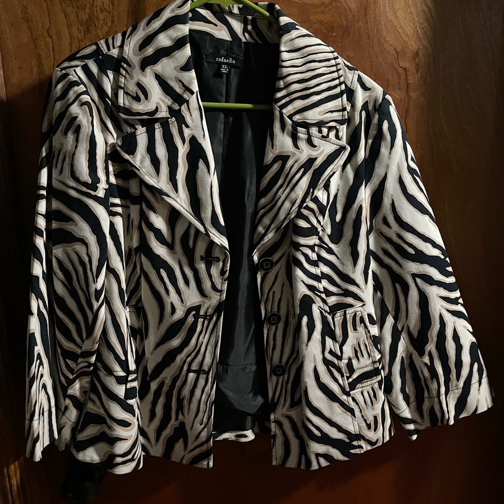 Rafaella Zebra Print Blazer Black and White